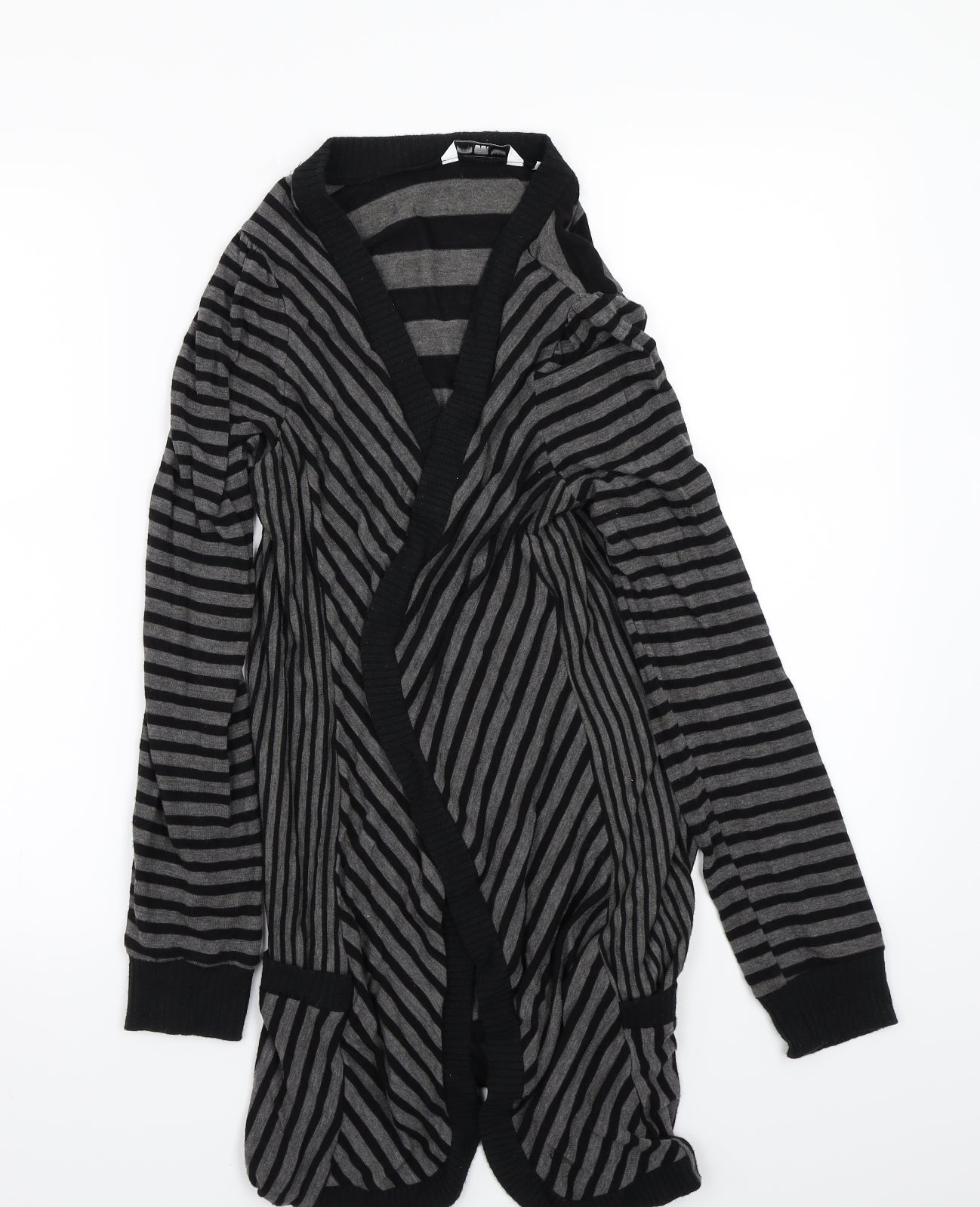 Newlook Womens Grey Striped  Cardigan Jumper Size 16