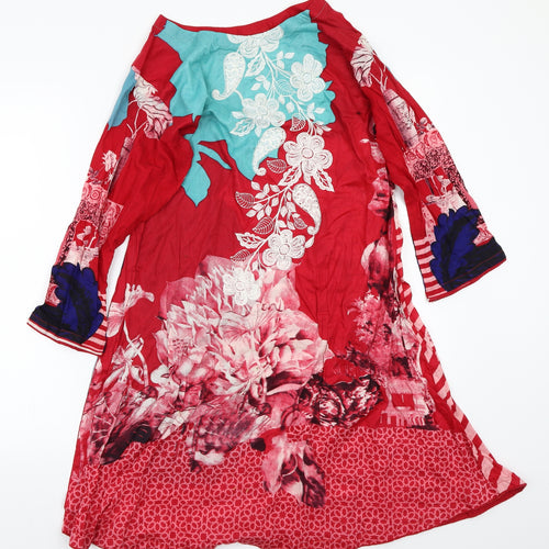 IMAN Womens Pink Floral Rayon A-Line  Size L