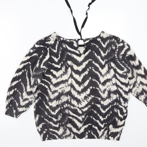 Wallis Womens Black Geometric Rayon Basic T-Shirt Size L