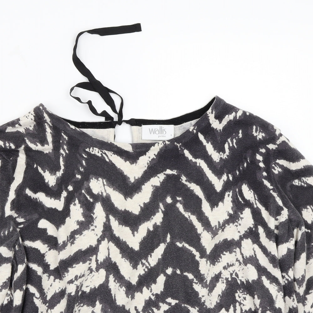 Wallis Womens Black Geometric Rayon Basic T-Shirt Size L
