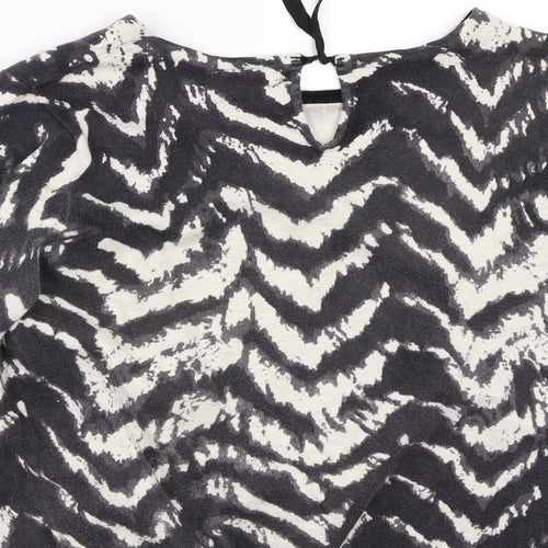Wallis Womens Black Geometric Rayon Basic T-Shirt Size L
