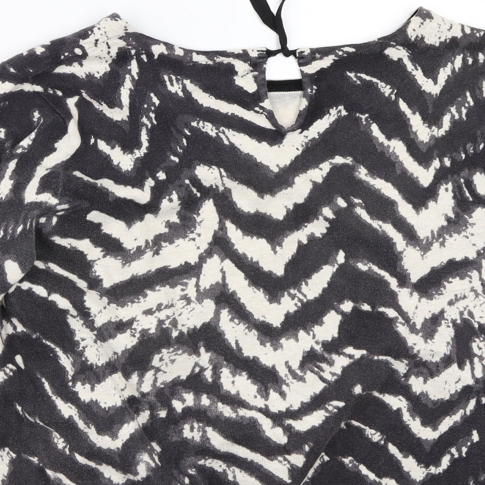 Wallis Womens Black Geometric Rayon Basic T-Shirt Size L