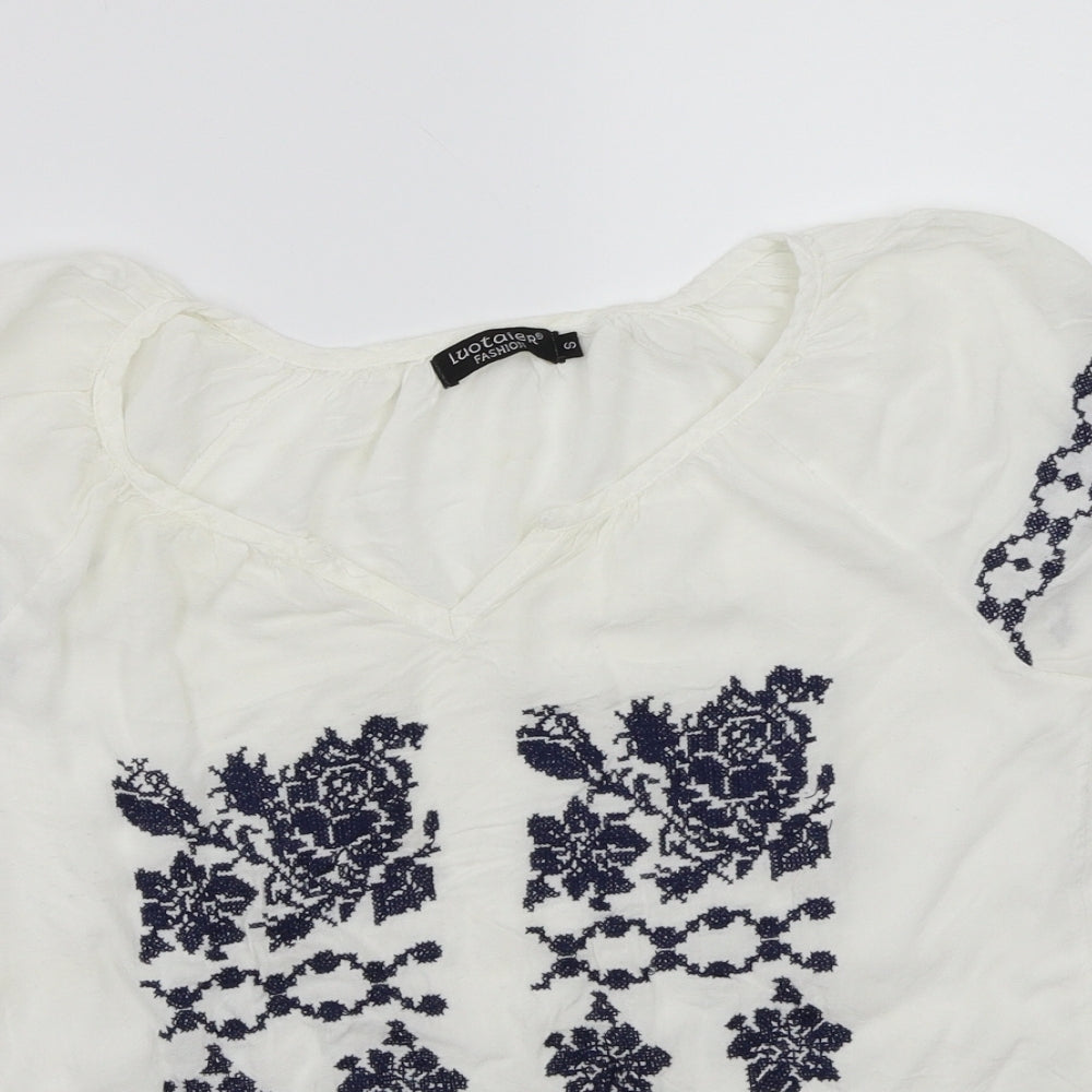Luo taiere Womens White   Basic T-Shirt Size S