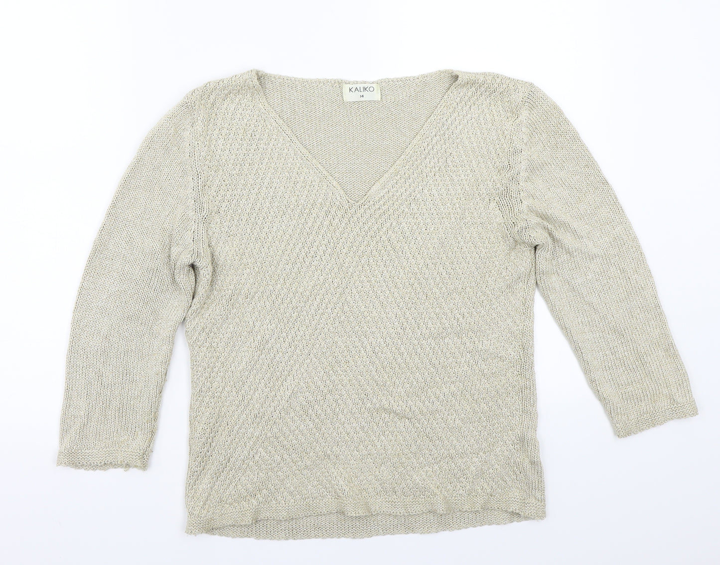 Kaliko Womens Beige   Basic T-Shirt Size 14