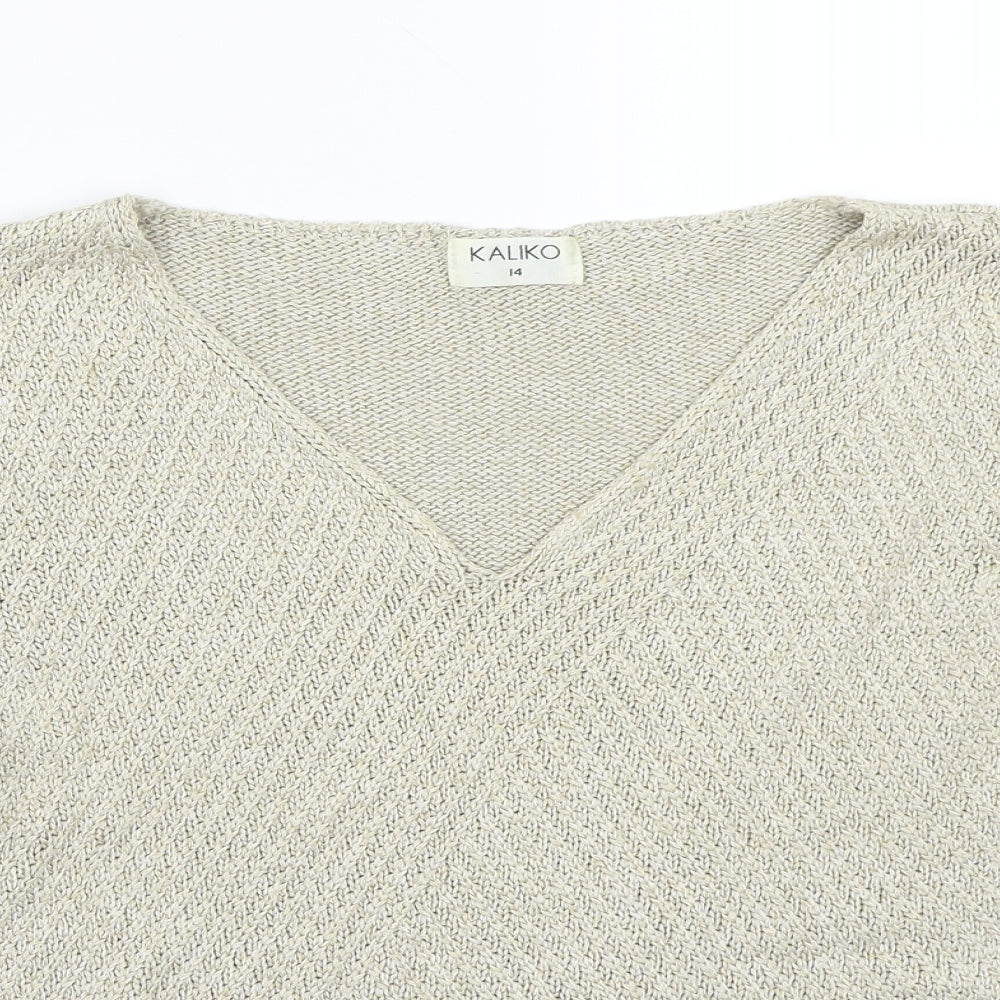 Kaliko Womens Beige   Basic T-Shirt Size 14