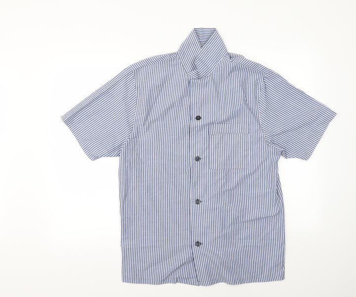 George Womens Blue Striped  Basic Button-Up Size 38