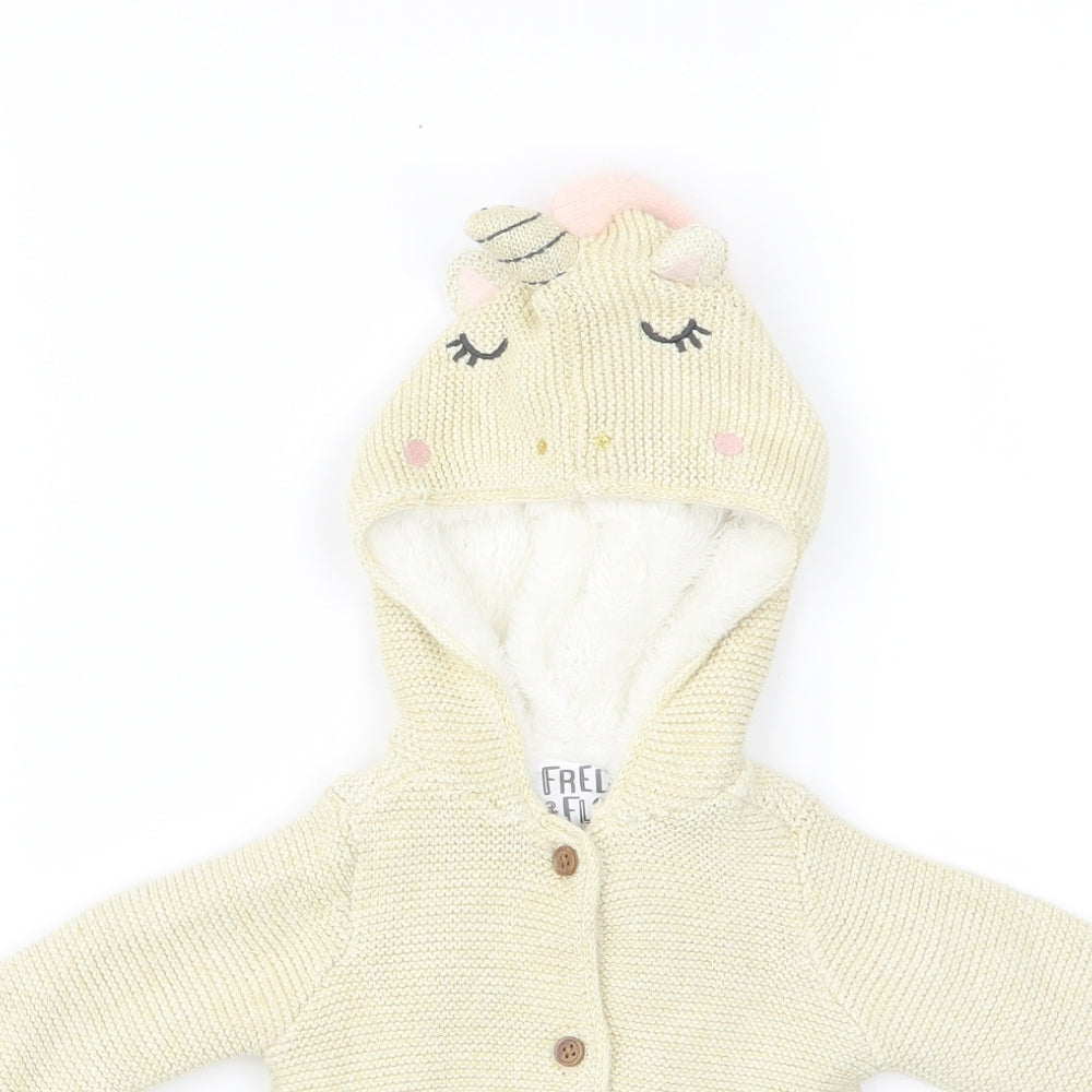 FRED&FLO Baby Beige  Knit Pullover Jumper Size 0-3 Months  - glitter