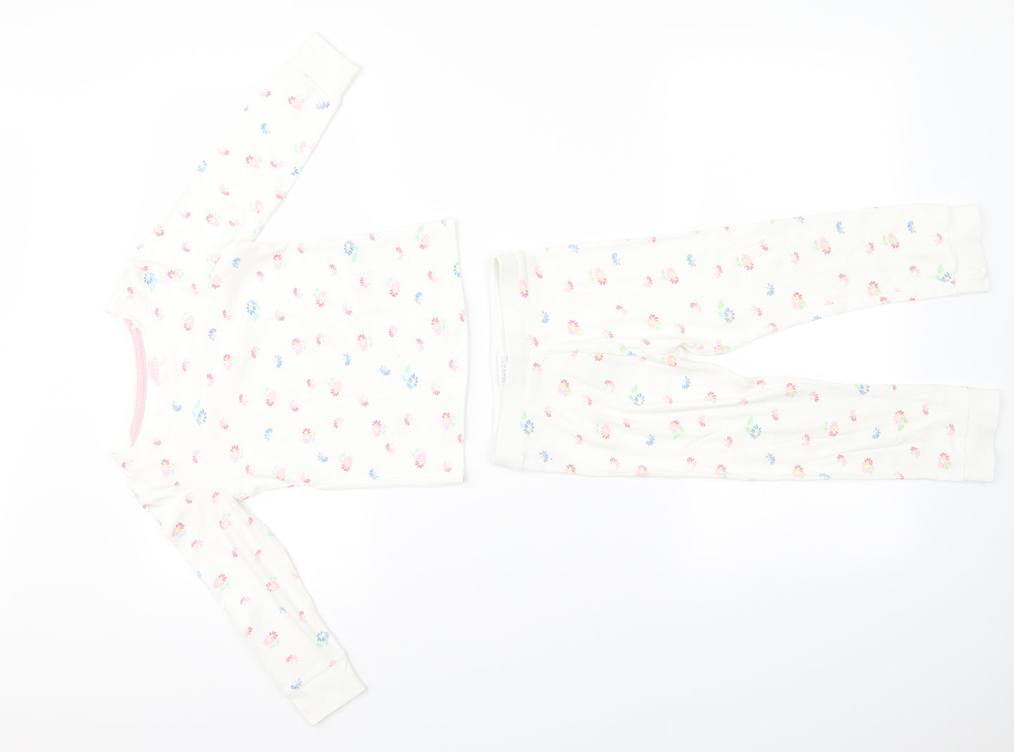 bluezoo Girls White Floral  Cami Pyjama Set Size 3 Years  - flower