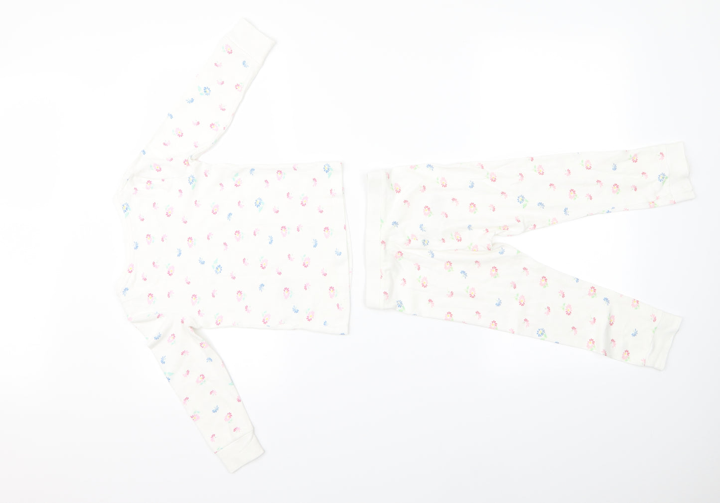 bluezoo Girls White Floral  Cami Pyjama Set Size 3 Years  - flower