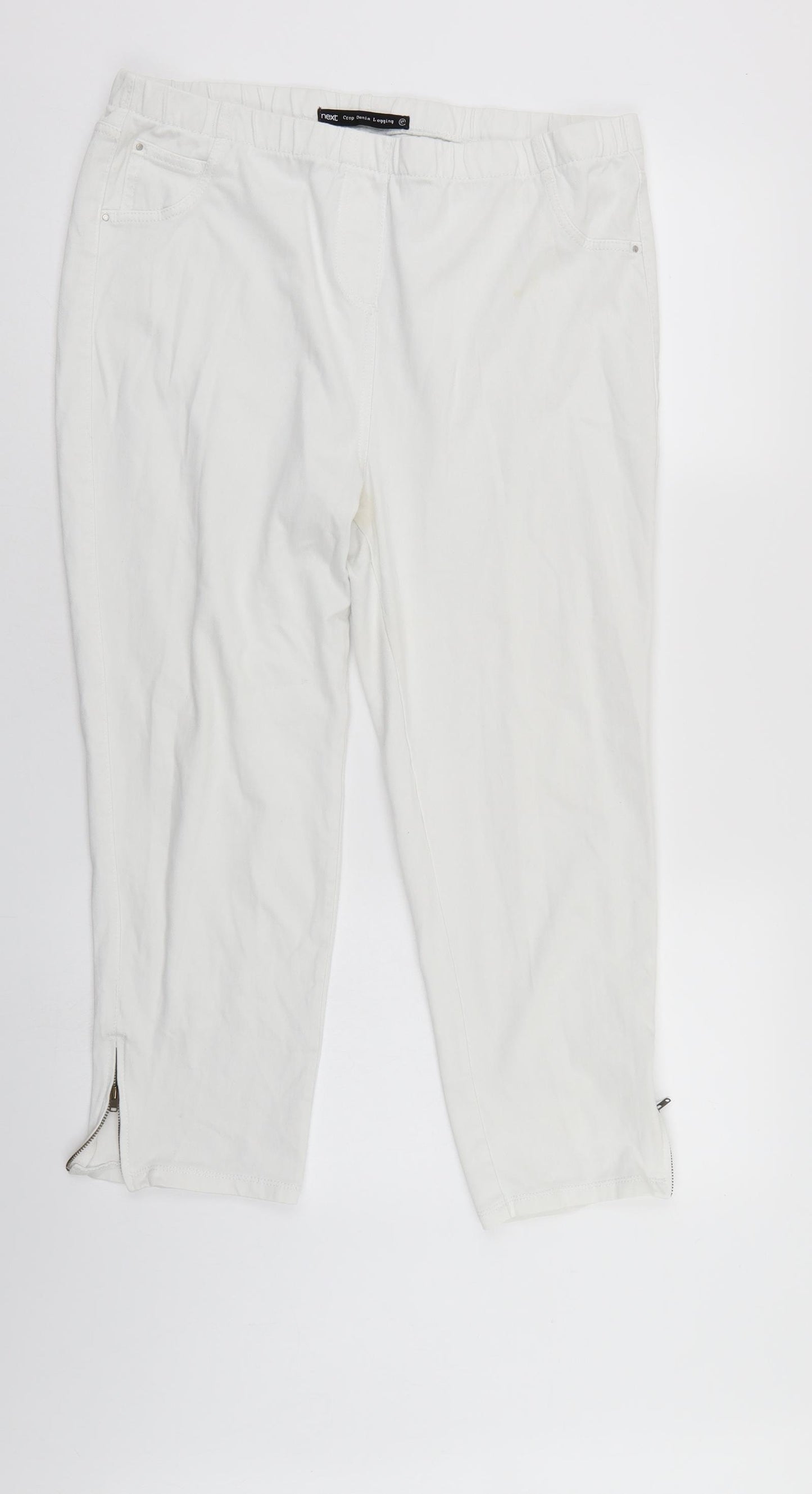NEXT Womens White  Denim Cropped Leggings Size 18 L23 in