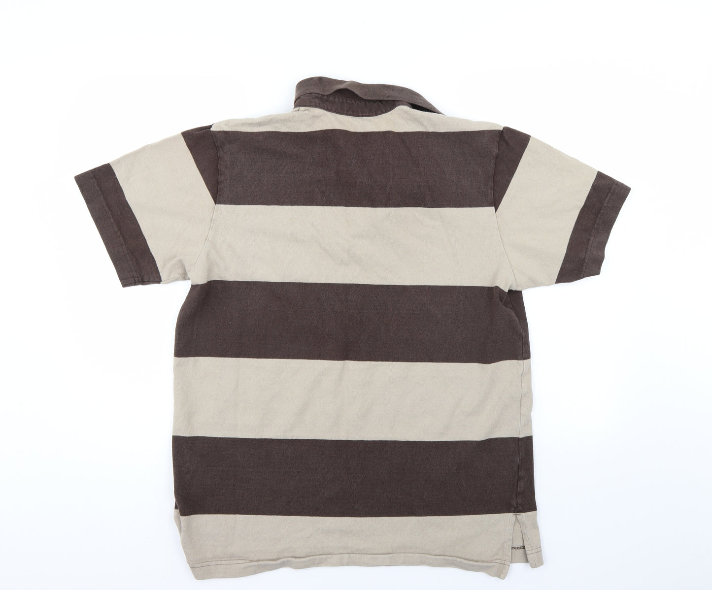 Nke Mens Brown Striped   Polo Size L