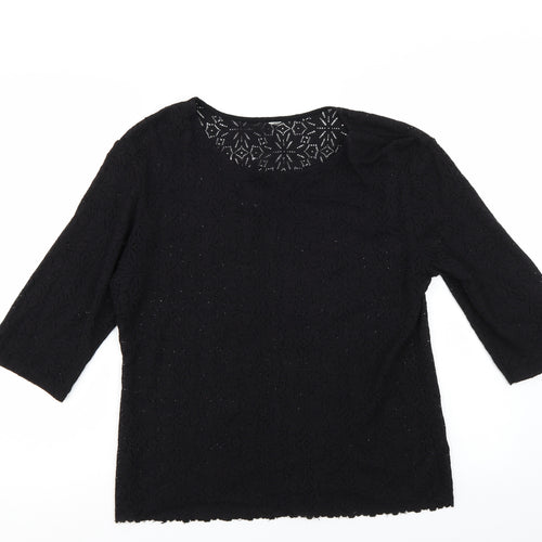 NEXT Womens Black Floral  Basic Blouse Size 10