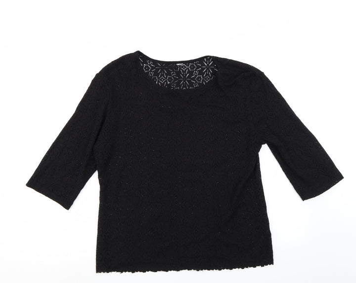 NEXT Womens Black Floral  Basic Blouse Size 10
