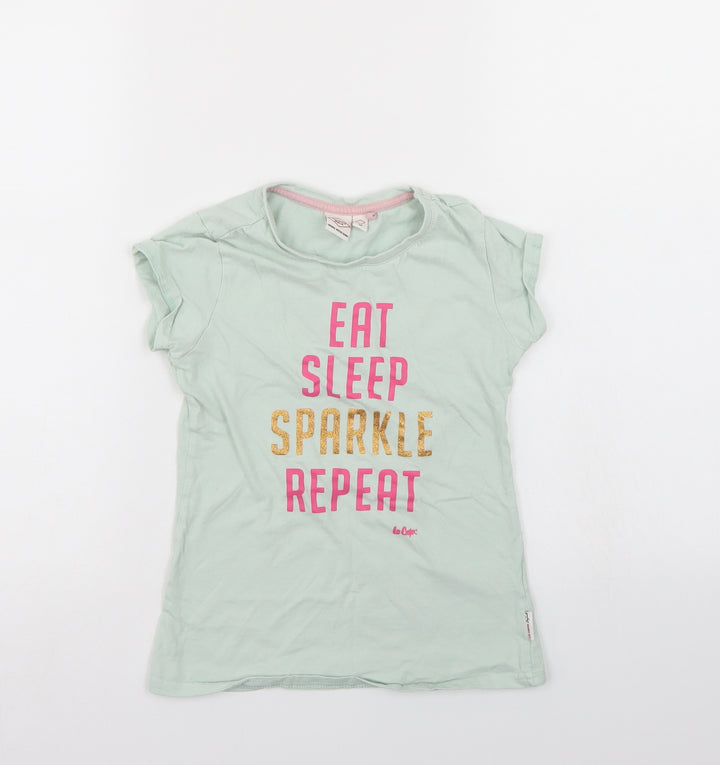 Lee Cooper Girls Green Basic T-Shirt Size 7-8 Years