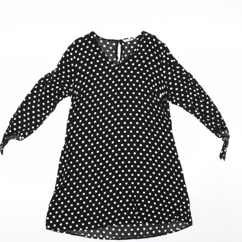 Papaya Womens Black Polka Dot  T-Shirt Dress  Size 12