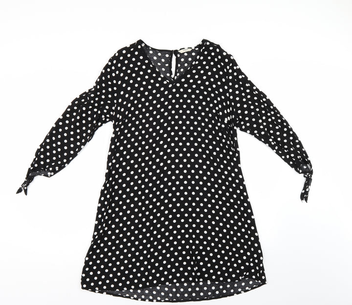 Papaya Womens Black Polka Dot T-Shirt Dress Size 12