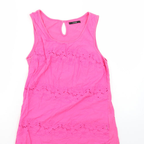 George Womens Pink Floral  Basic Blouse Size 10