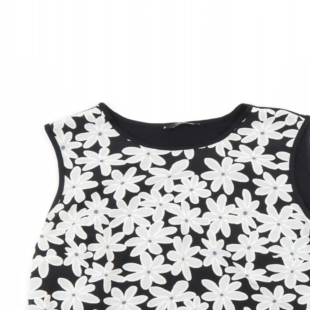 F&F Womens Black Floral  Basic Blouse Size 12