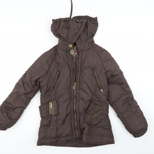 Denim & Co. Womens Brown   Windbreaker Coat Size 10