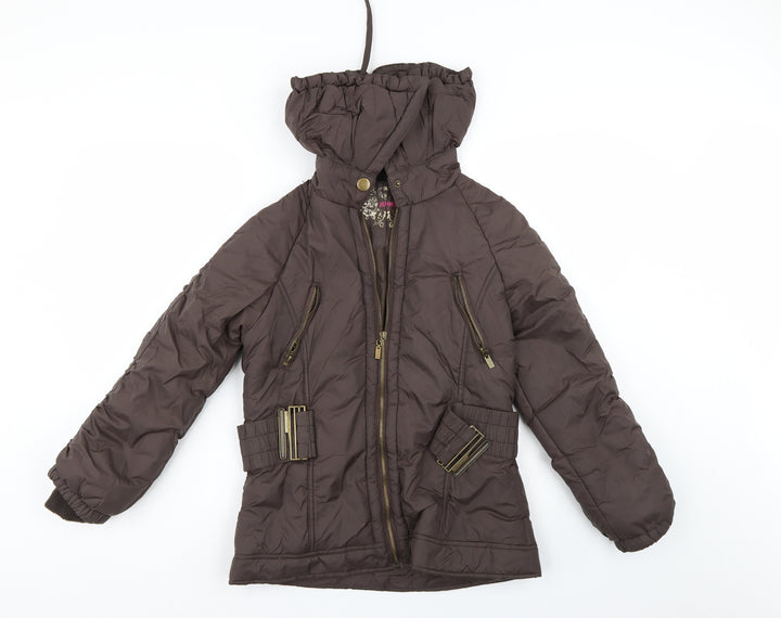 Denim & Co. Womens Brown Windbreaker Coat Size 10