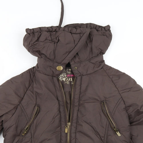 Denim & Co. Womens Brown   Windbreaker Coat Size 10