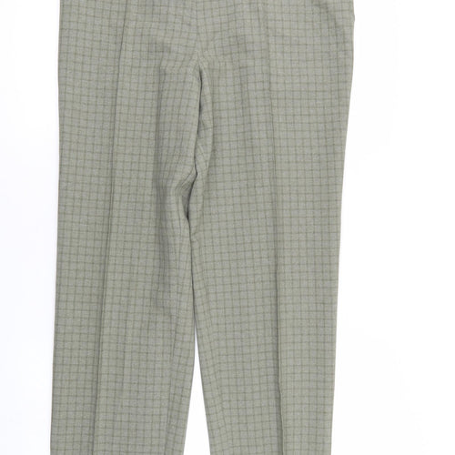 M&S Womens Green Check  Trousers  Size 14 L26 in - Elastic Waist