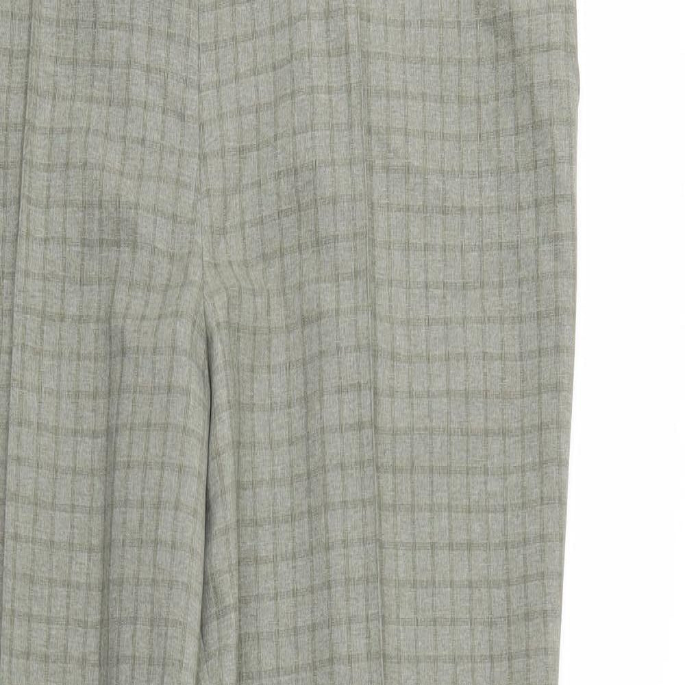 M&S Womens Green Check  Trousers  Size 14 L26 in - Elastic Waist