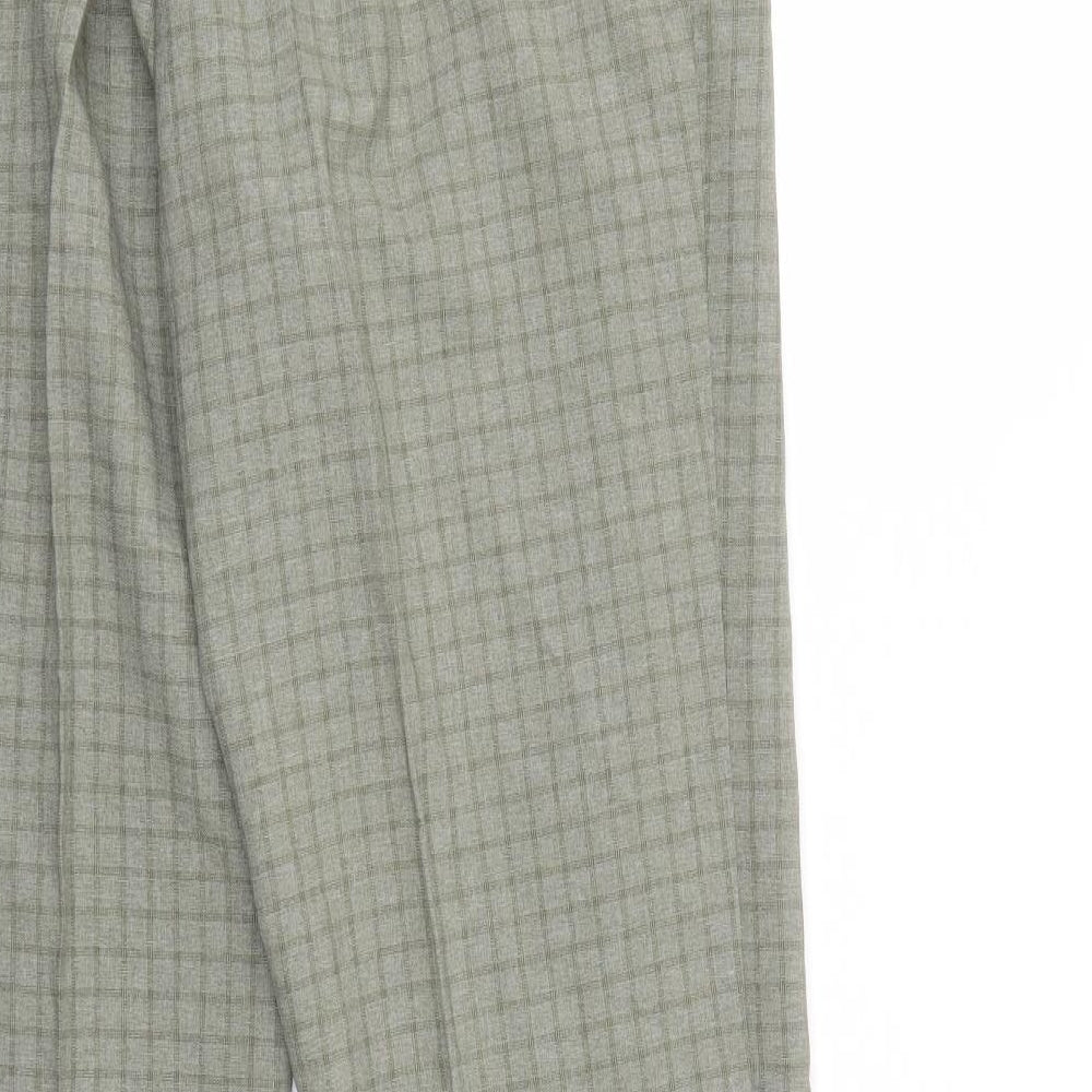 M&S Womens Green Check  Trousers  Size 14 L26 in - Elastic Waist
