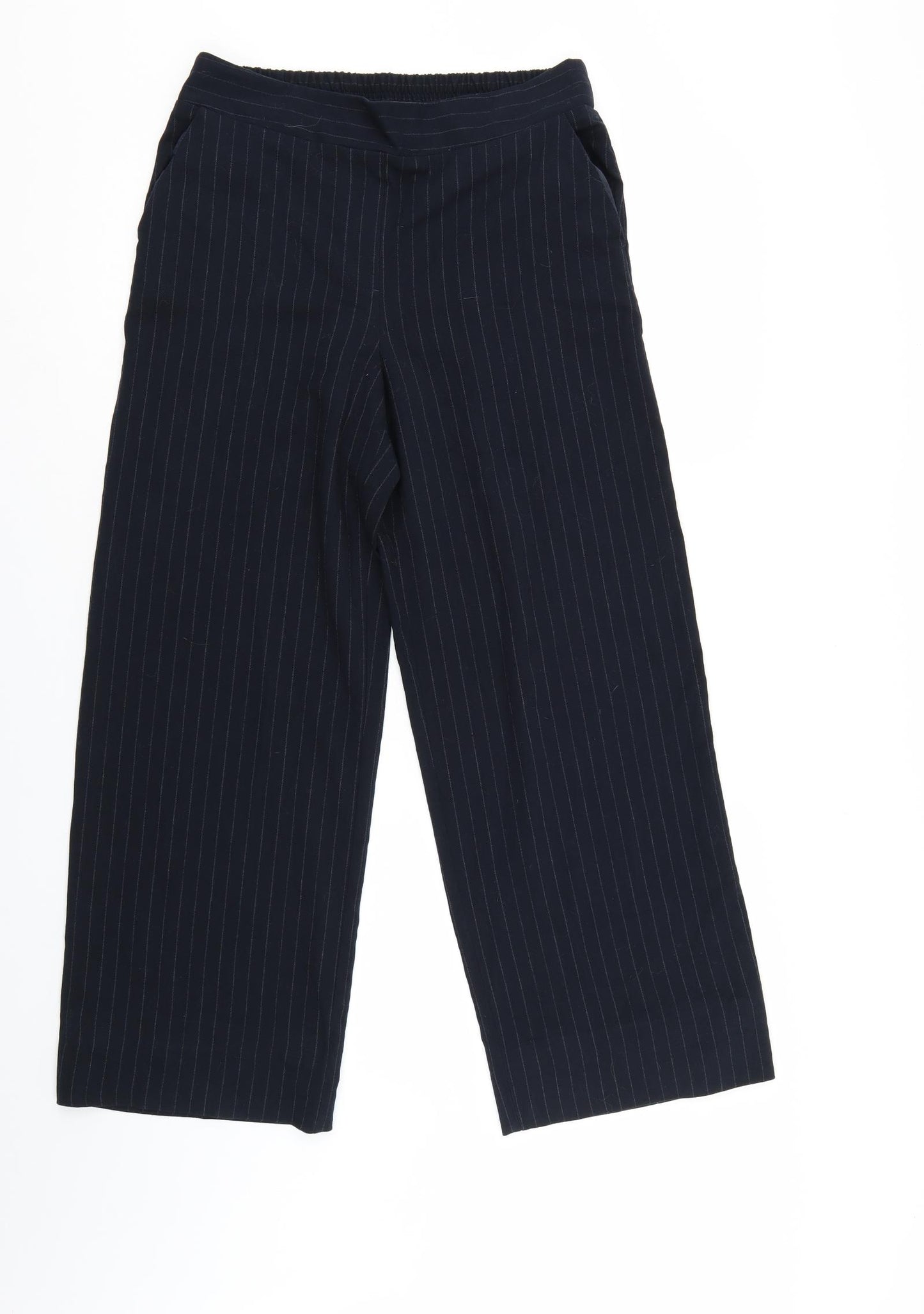 TU Womens Blue Striped  Trousers  Size 10 L26 in - Elastic Waist