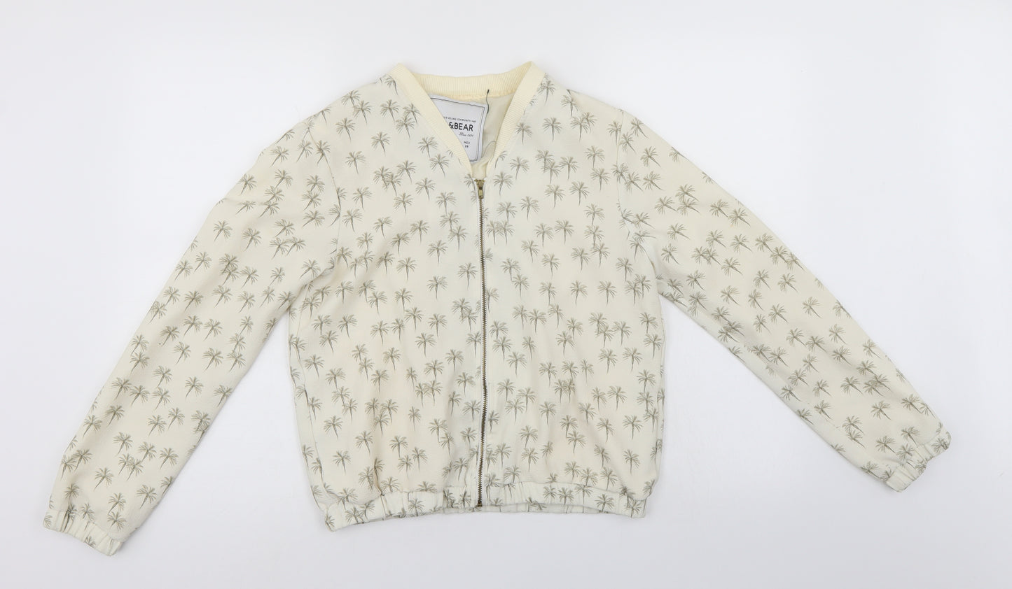 Pull&Bear Womens Ivory Floral  Jacket  Size M