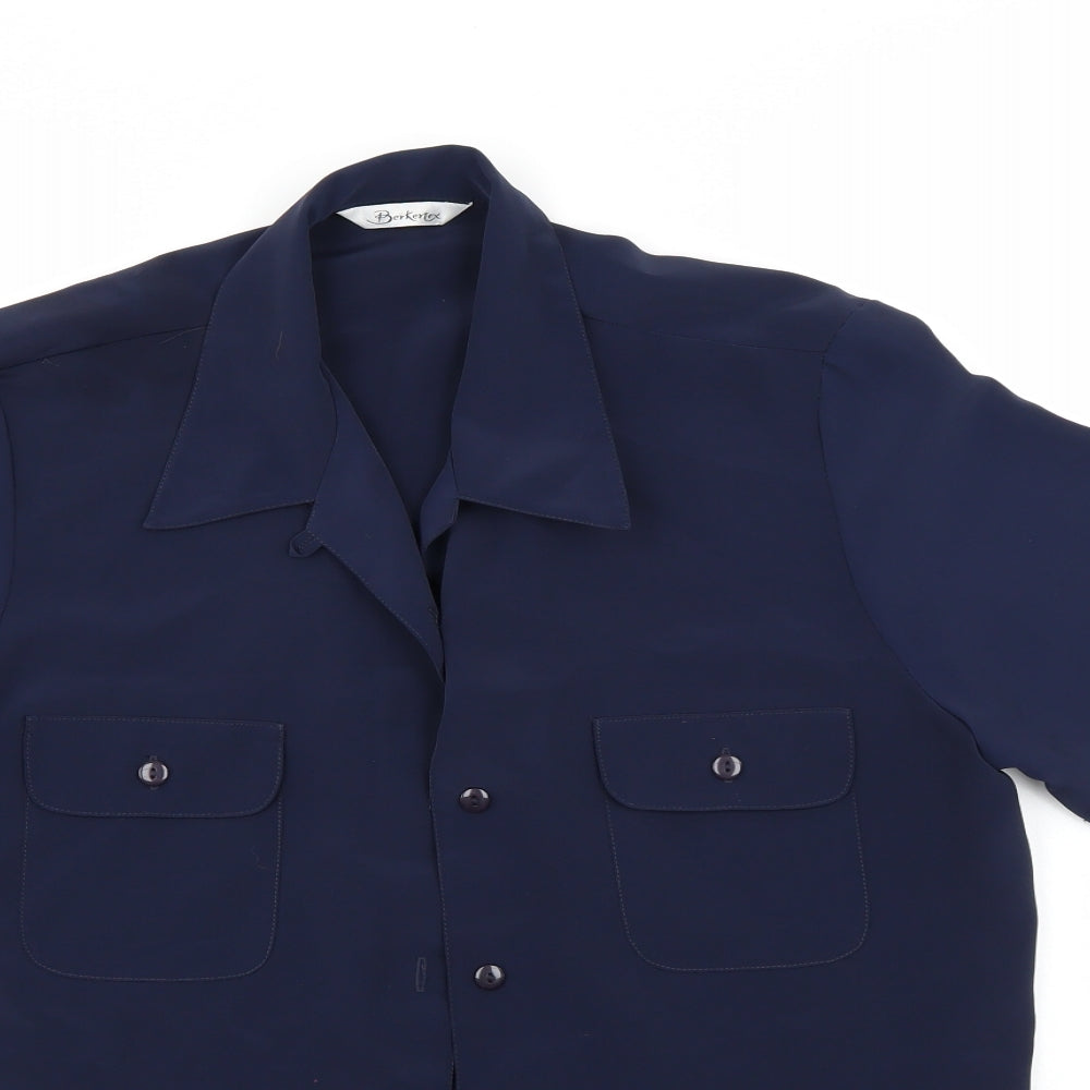 Berkertex Womens Blue   Basic Button-Up Size 12
