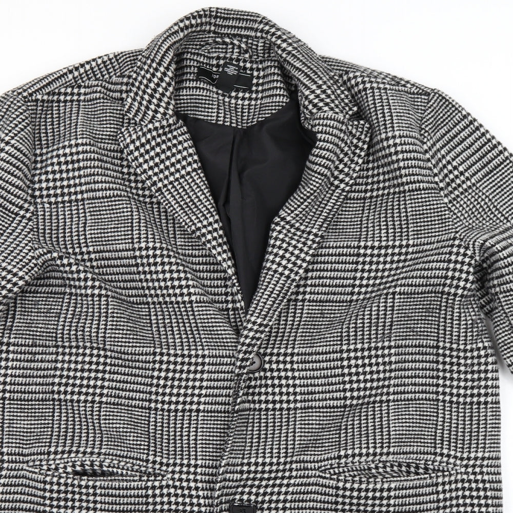 Forever 21 Men Mens Grey Herringbone  Overcoat Coat Size S