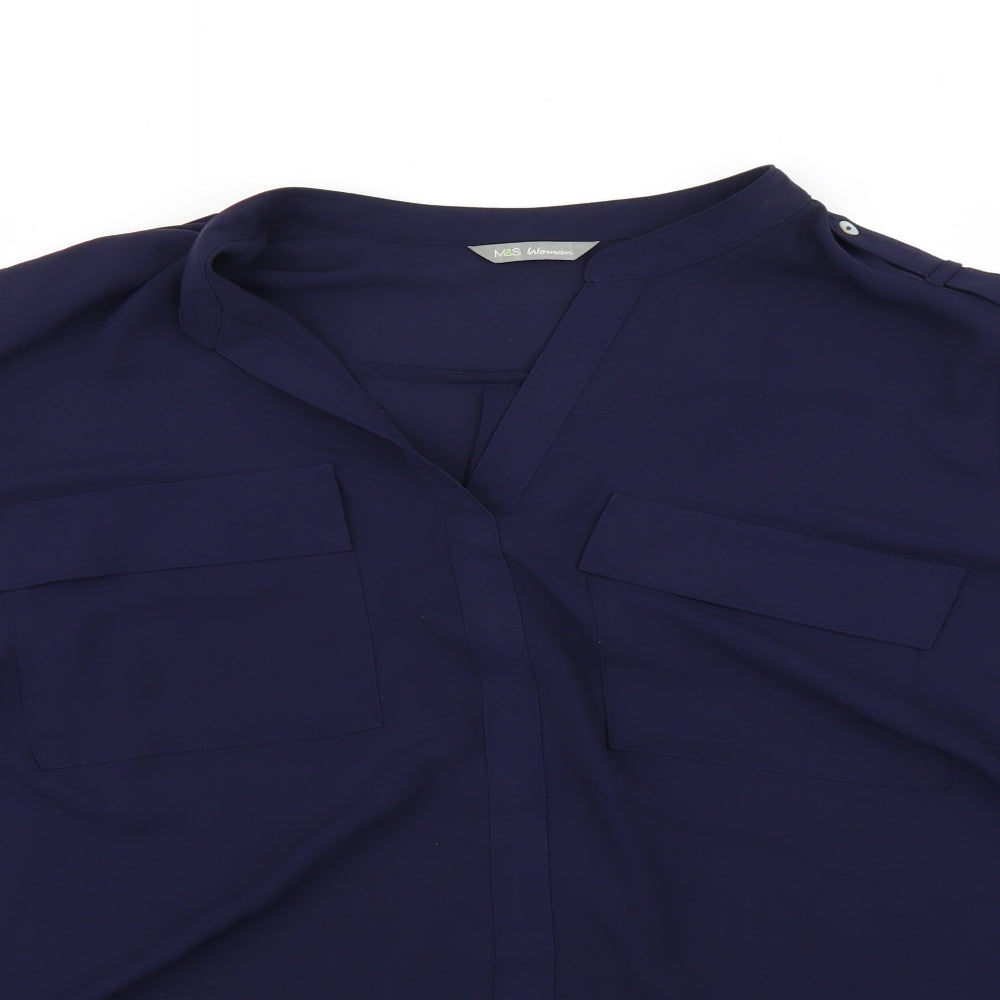 M&S Womens Blue   Basic Button-Up Size 20