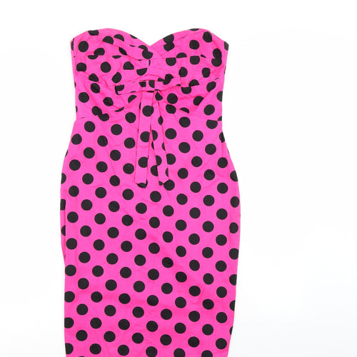 Goddess Womens Pink Polka Dot  Bodycon  Size 10