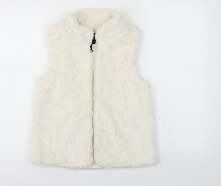 Gap Girls White Duffle Coat Coatigan Size 10-11 Years - Faux sheep skin
