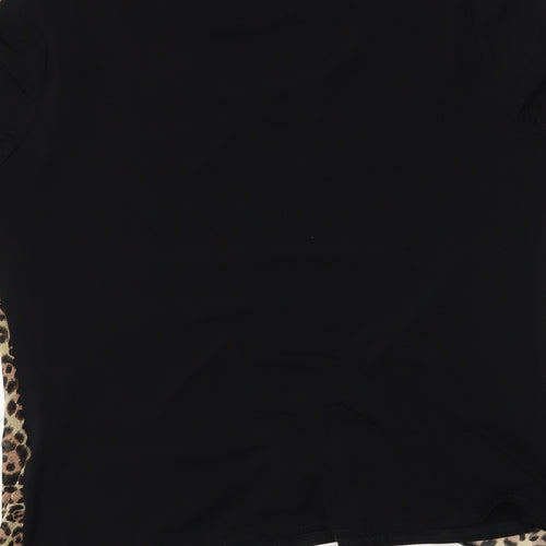 ID COllection Womens Black Animal Print  Basic Blouse Size 16