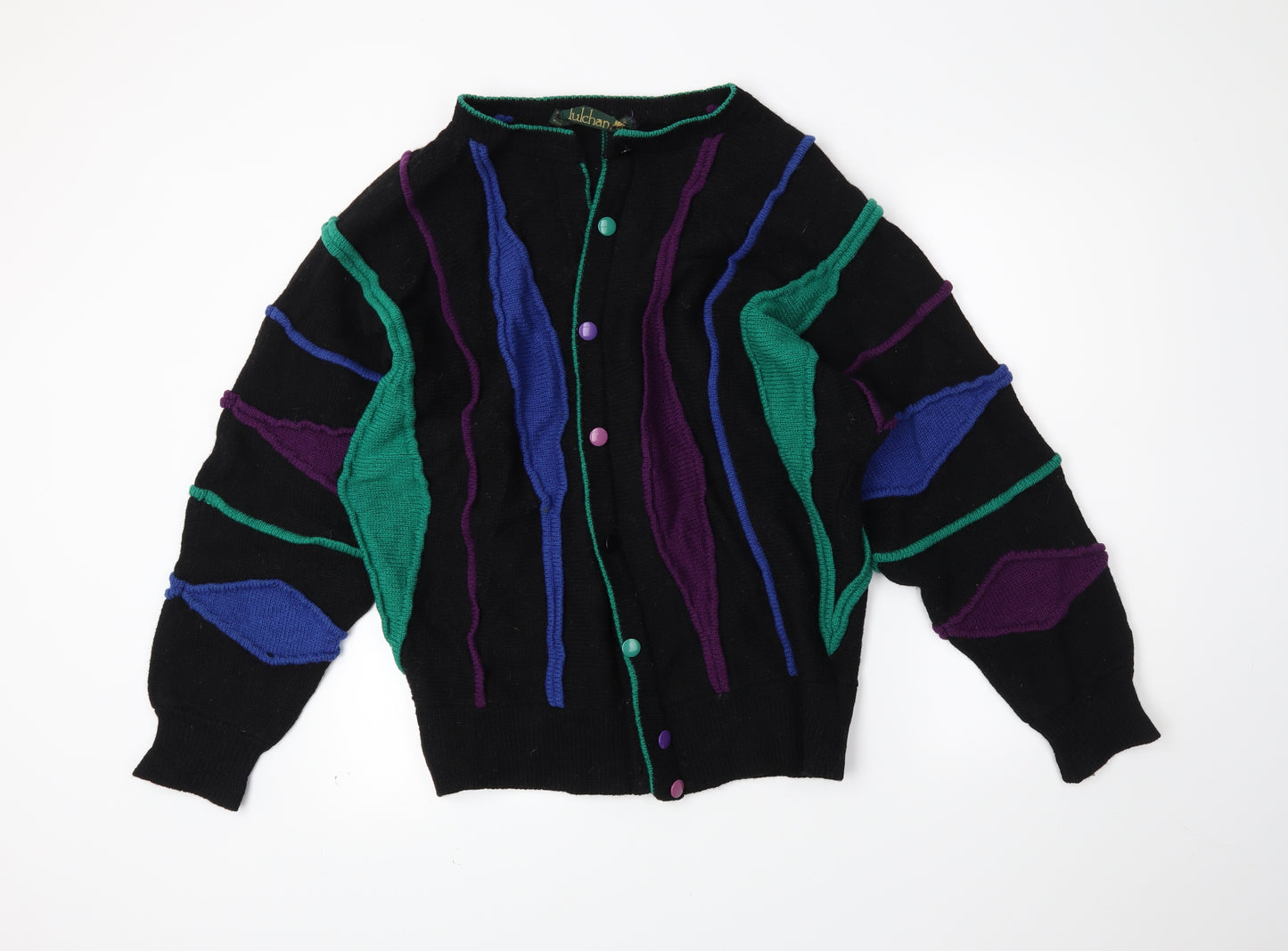 Tulchan Womens Black Striped  Cardigan Jumper Size M