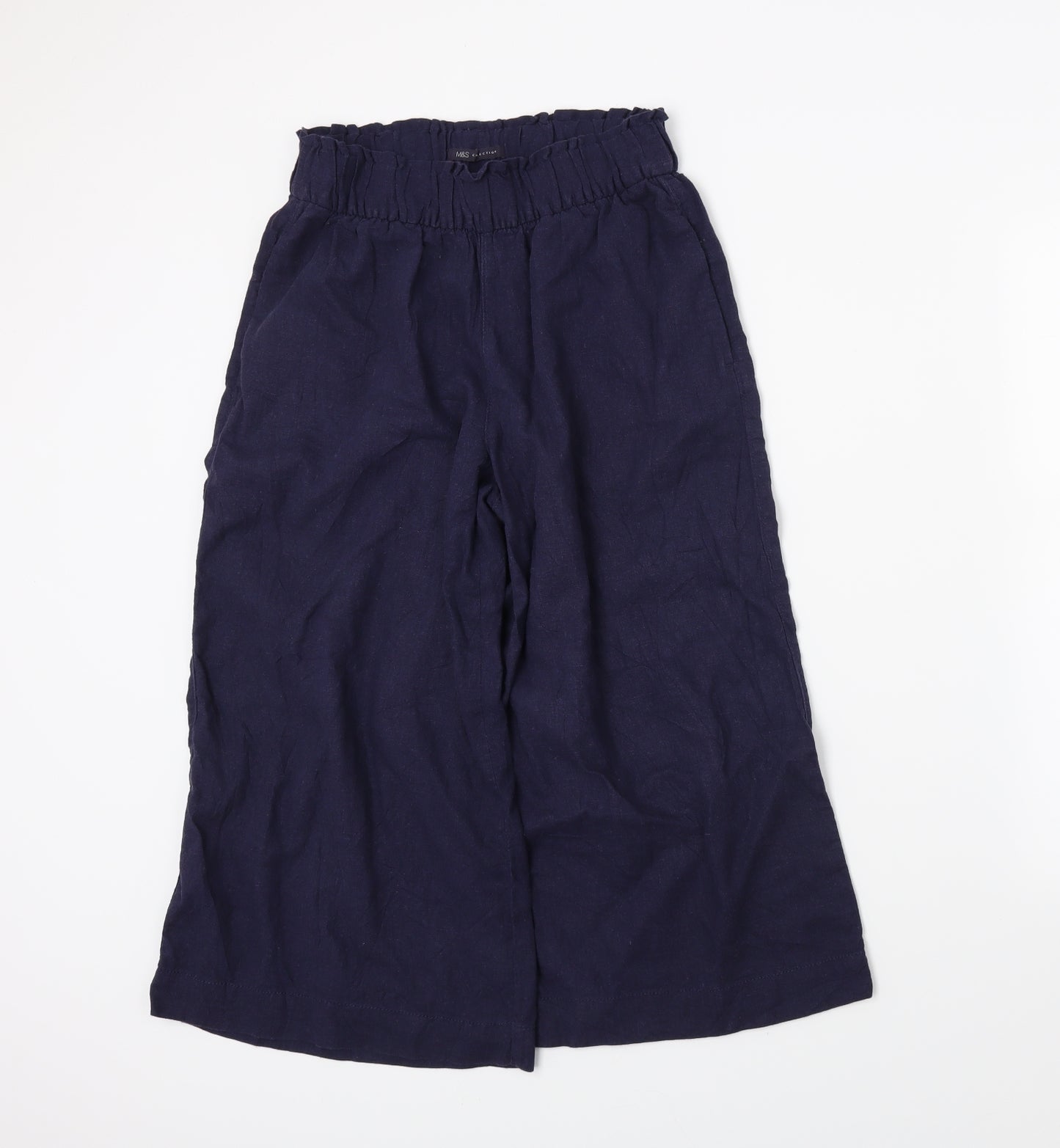M&S Womens Blue   Cropped Trousers Size 8 L20 in