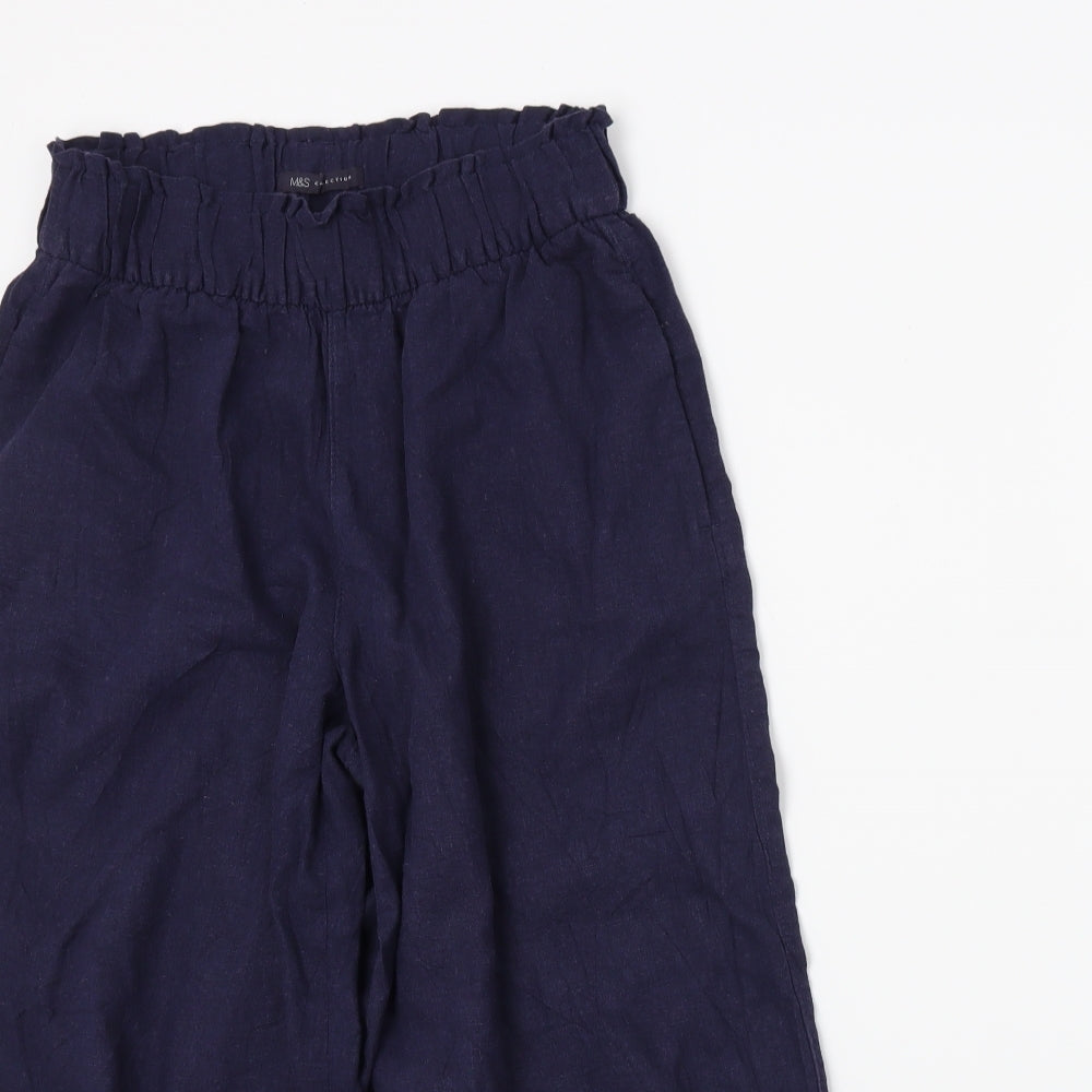 M&S Womens Blue   Cropped Trousers Size 8 L20 in