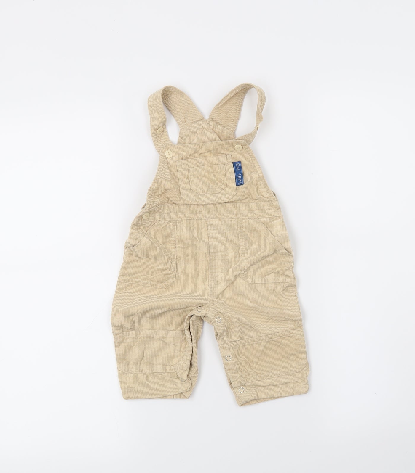 lynnat Boys Beige   Dungaree One-Piece Size 6-9 Months