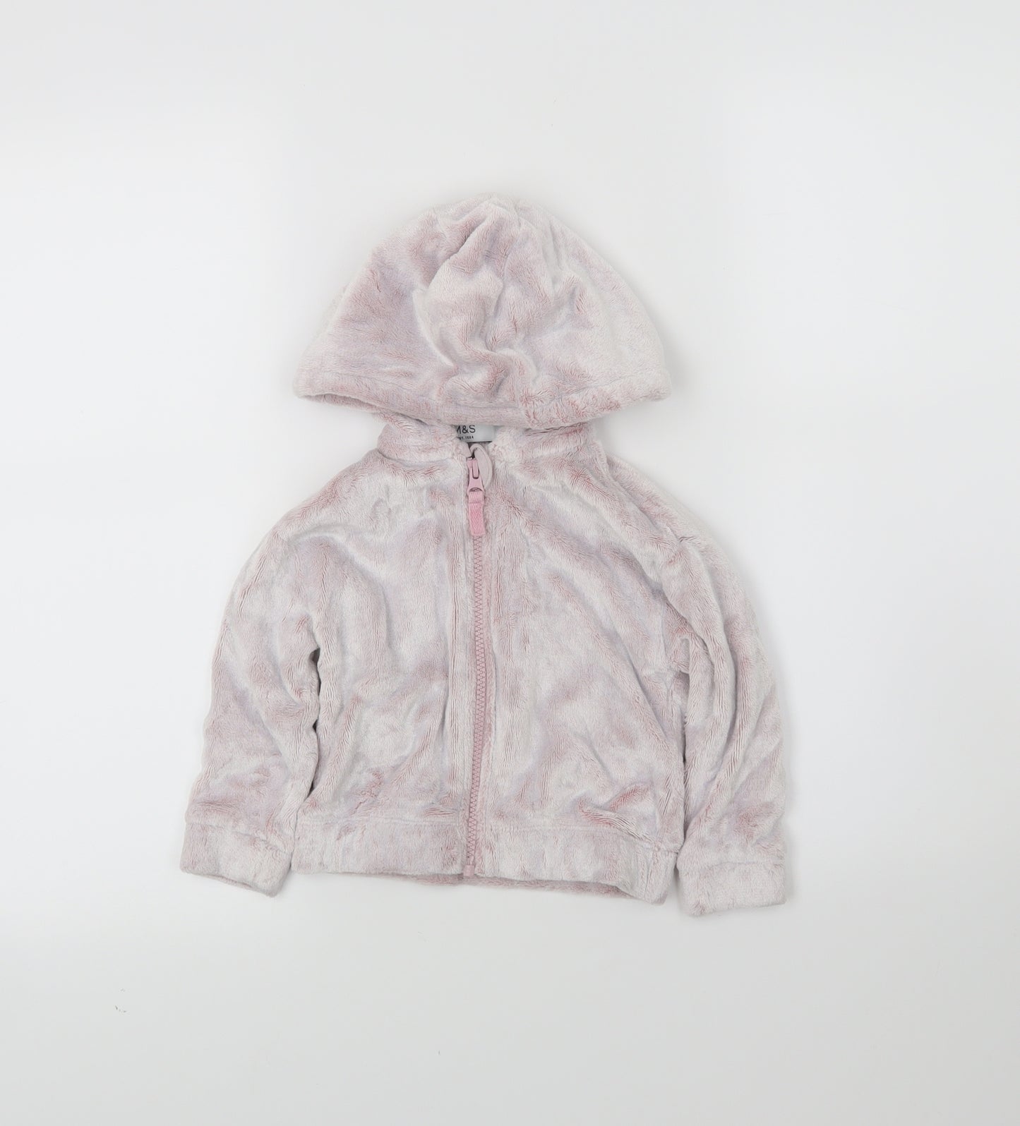 M&S Girls Pink   Full Zip Jumper Size 18-24 Months