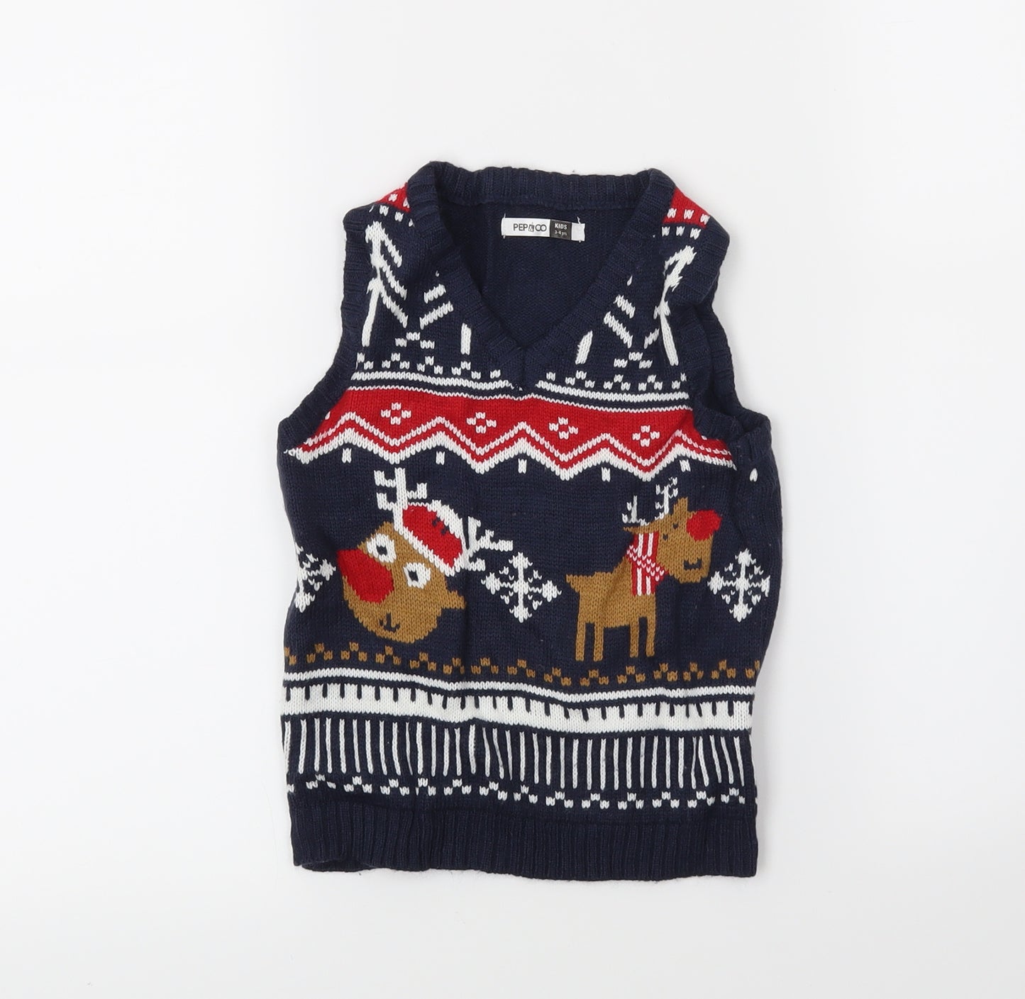 PEP&CO Boys Beige   Vest Jumper Size 3-4 Years  - Christmas