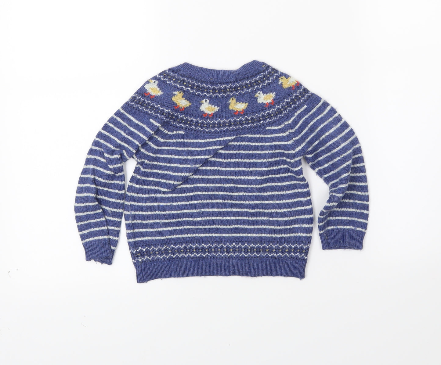 JoJo Maman Bébé Boys Blue Striped  Pullover Jumper Size 18-24 Months