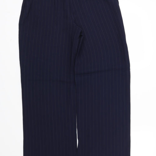 M&S Womens Blue Striped  Trousers  Size 12 L28 in