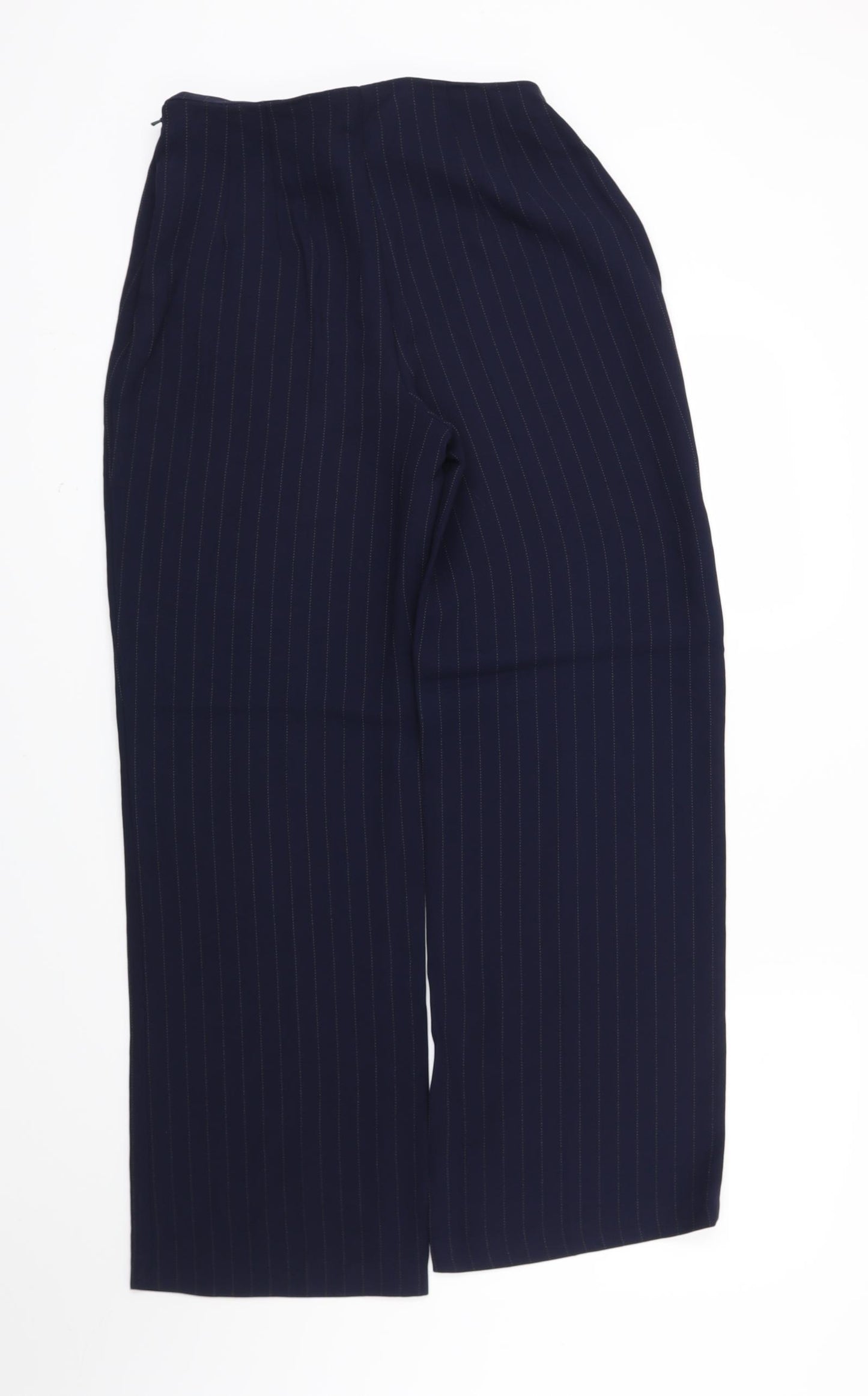 M&S Womens Blue Striped  Trousers  Size 12 L28 in