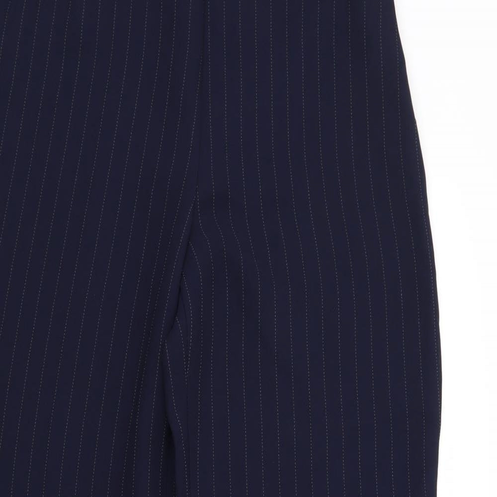 M&S Womens Blue Striped  Trousers  Size 12 L28 in