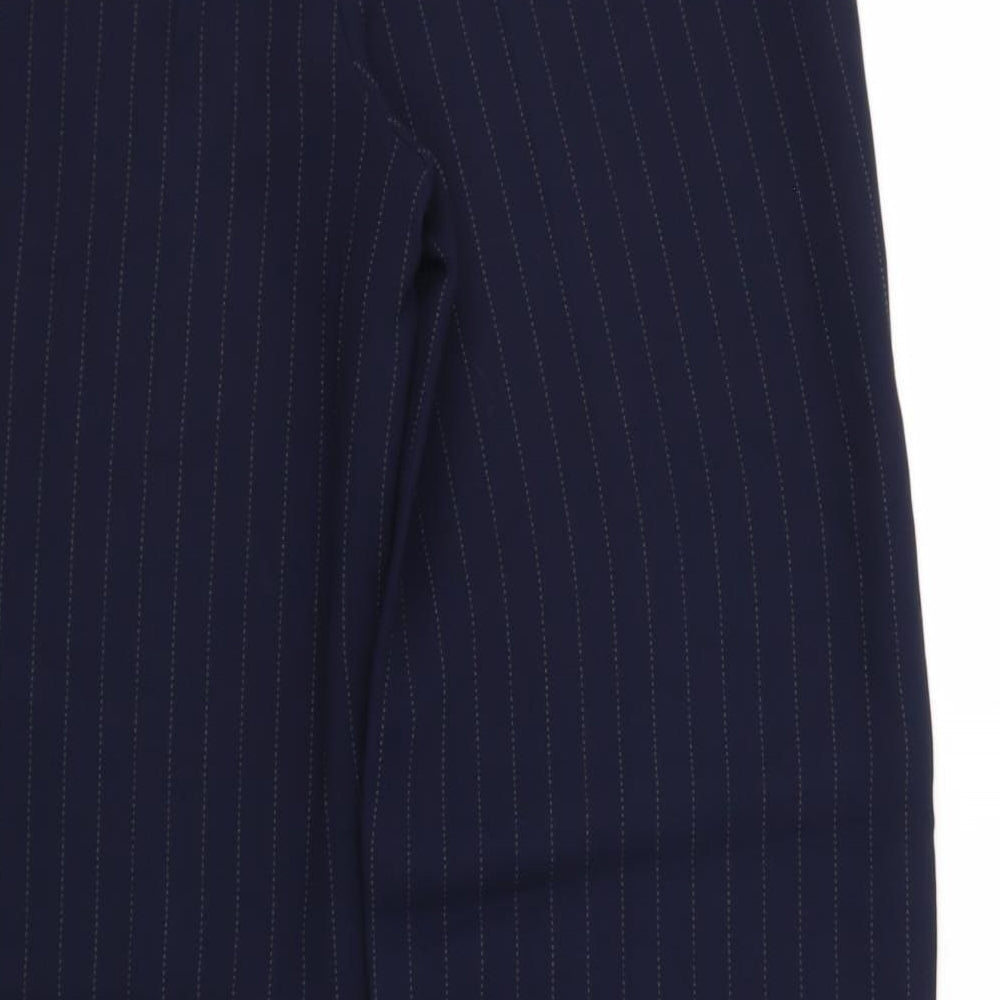 M&S Womens Blue Striped  Trousers  Size 12 L28 in