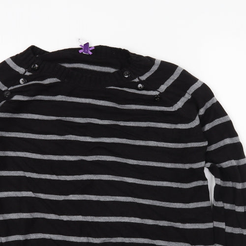 BHS Womens Black Striped  Pullover Jumper Size 14