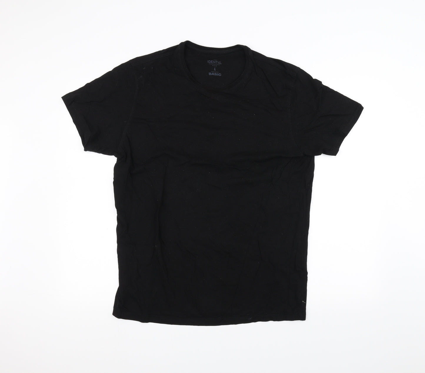 Identic Womens Black   Basic T-Shirt Size L