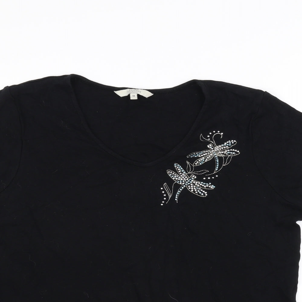 DEBINHAMS Womens Black   Basic T-Shirt Size 18